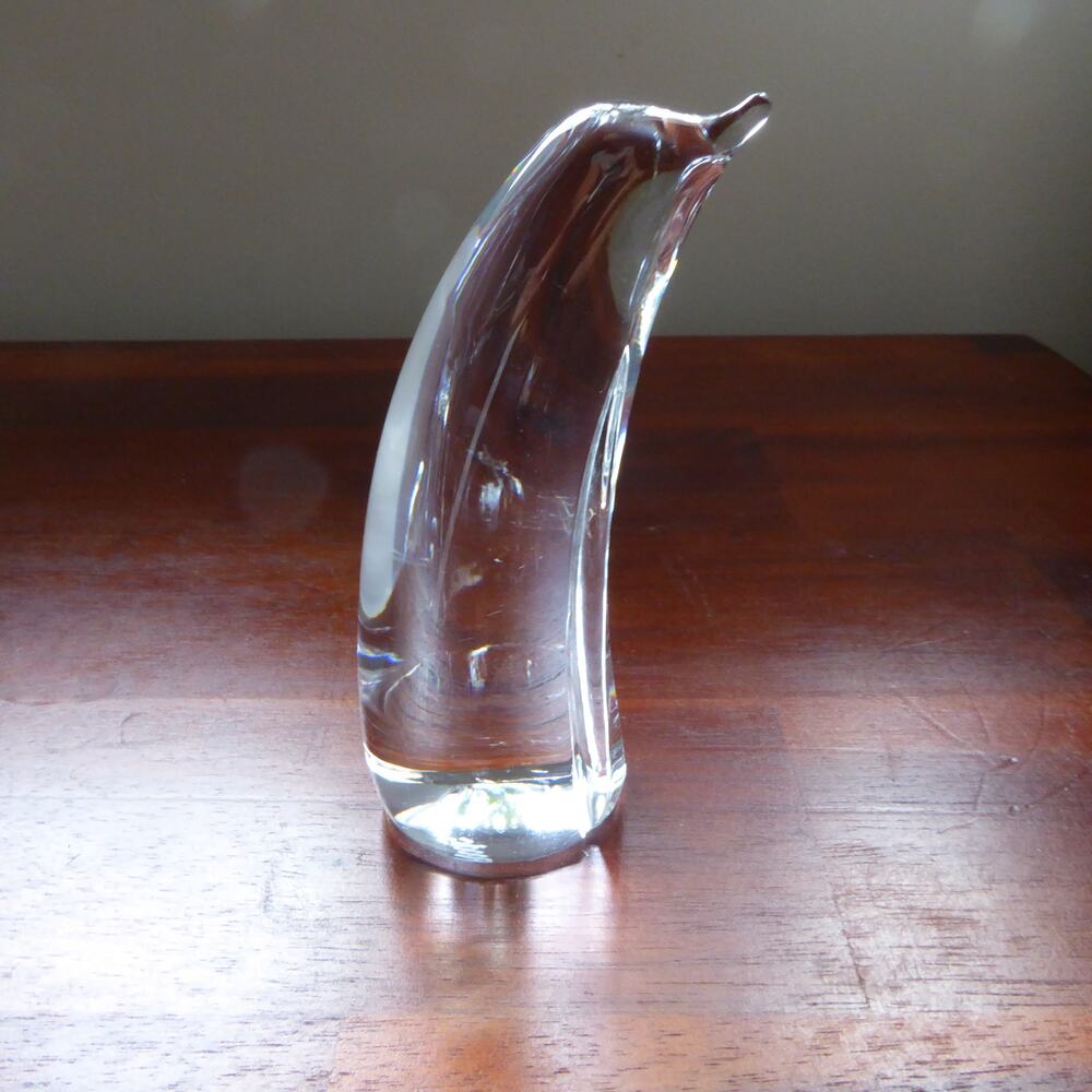 VTG Spode Crystal Penguin Paperweight Figurine Signed Art Glass 4" Sculpture EXC